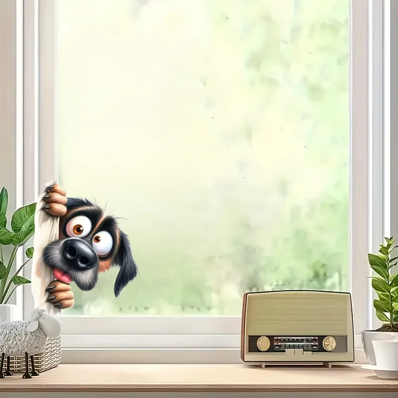Cartoon Big-Eyed Dog Vinyl Stickers Peeking Pet Window Wall Decals Cute Animal Graphics for Home Decor B78