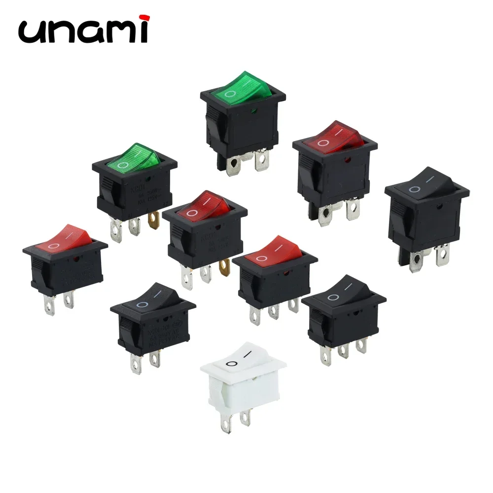 KCD1 2Position 2Pins 3Pins 4Pins ON-OFF Rocker Switch Power Switch Red 6A250V With Light Red/Green/Black/White