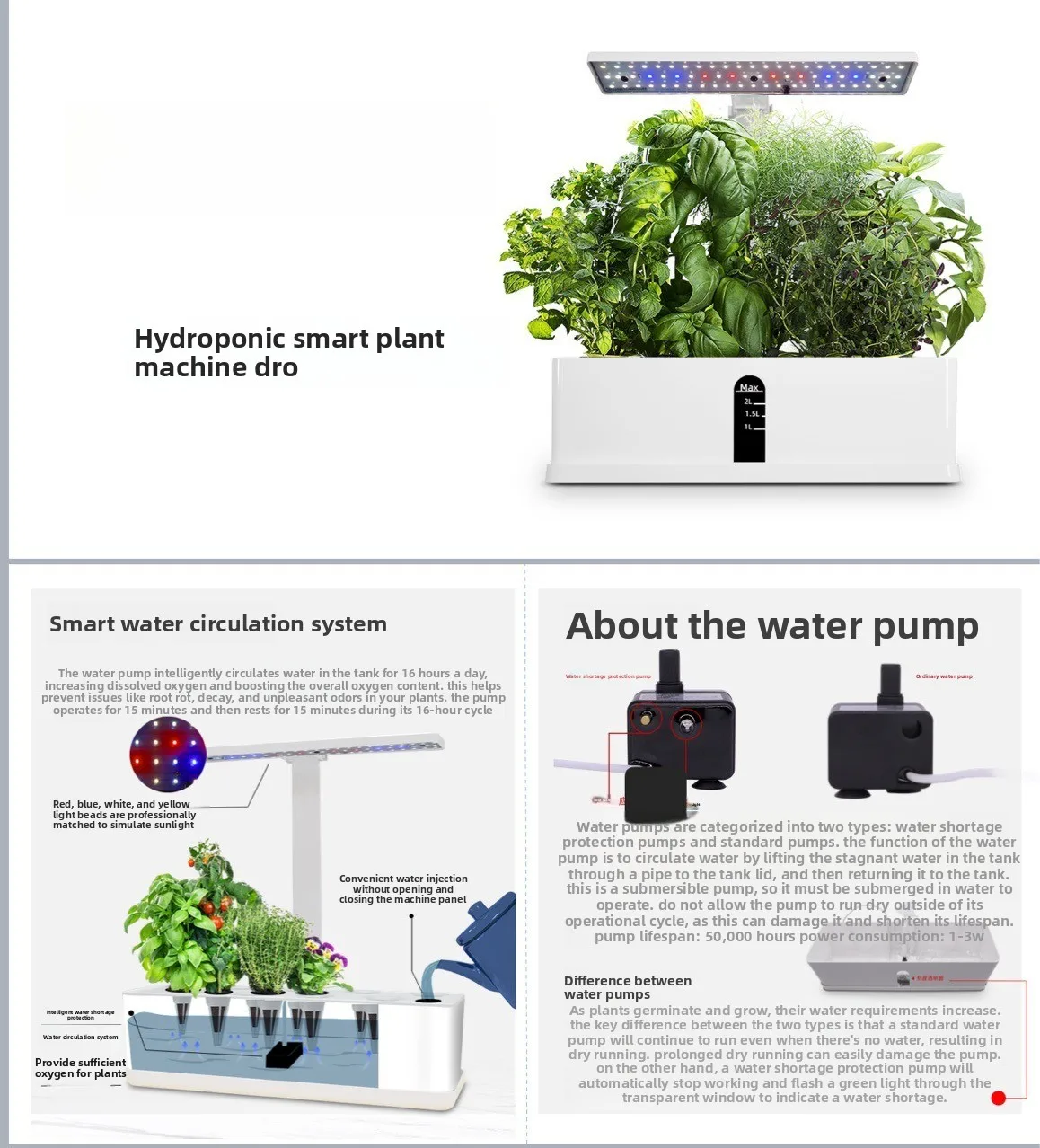 2026 Full Spectrum LED Smart Hydroponic Grow System Indoor Soilless Herb Vegetable Cultivation Light