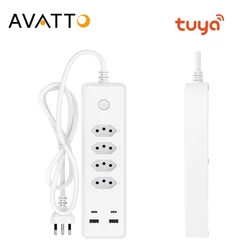 AVATTO Smart Brazil Plugs,Tuya WiFi Power Strip 4 Outlets Plug 2 USB 2 type-c  Work for Alexa Google Home