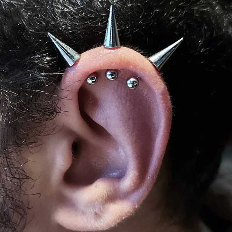 10 قطعة ASTM F136 التيتانيوم الأذن قطعة وأشار مخروط اكسسوارات ل الخيوط Labret ترصيع الزنمة الشفاه اللسان مسمار ثقب المجوهرات