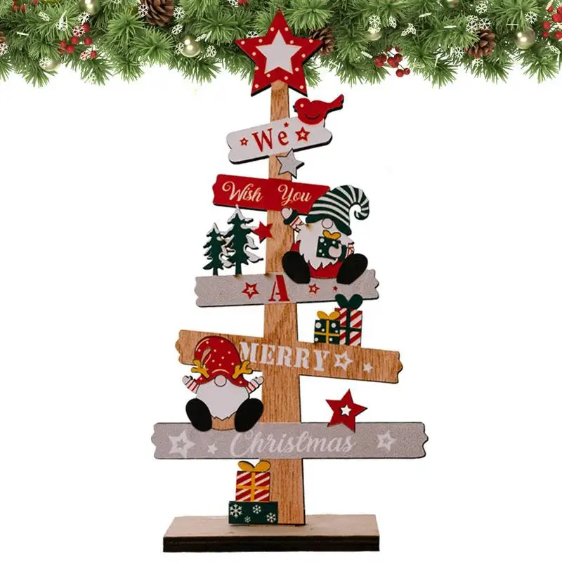 Creative Desktop Christmas Wood Sign Desk Top Wooden Sign Designed With Snowman Santas Reliable Sturdy Decoration For Desks