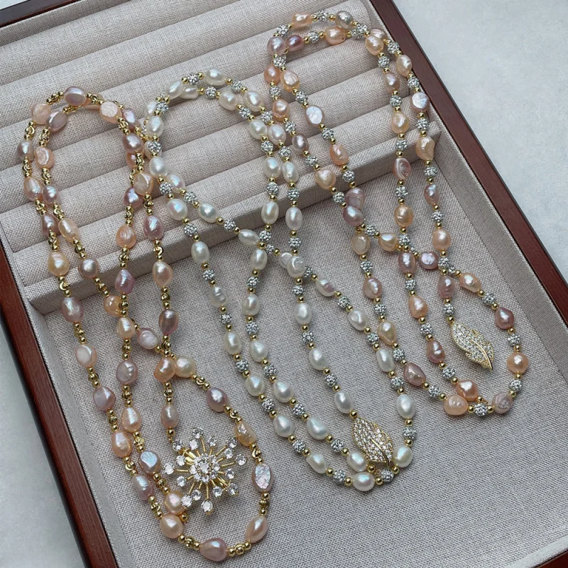 

Necklace Sweater Chain Jewelry Freshwater Pearl Baroque Autumn Winter Choker Women'S Accessories