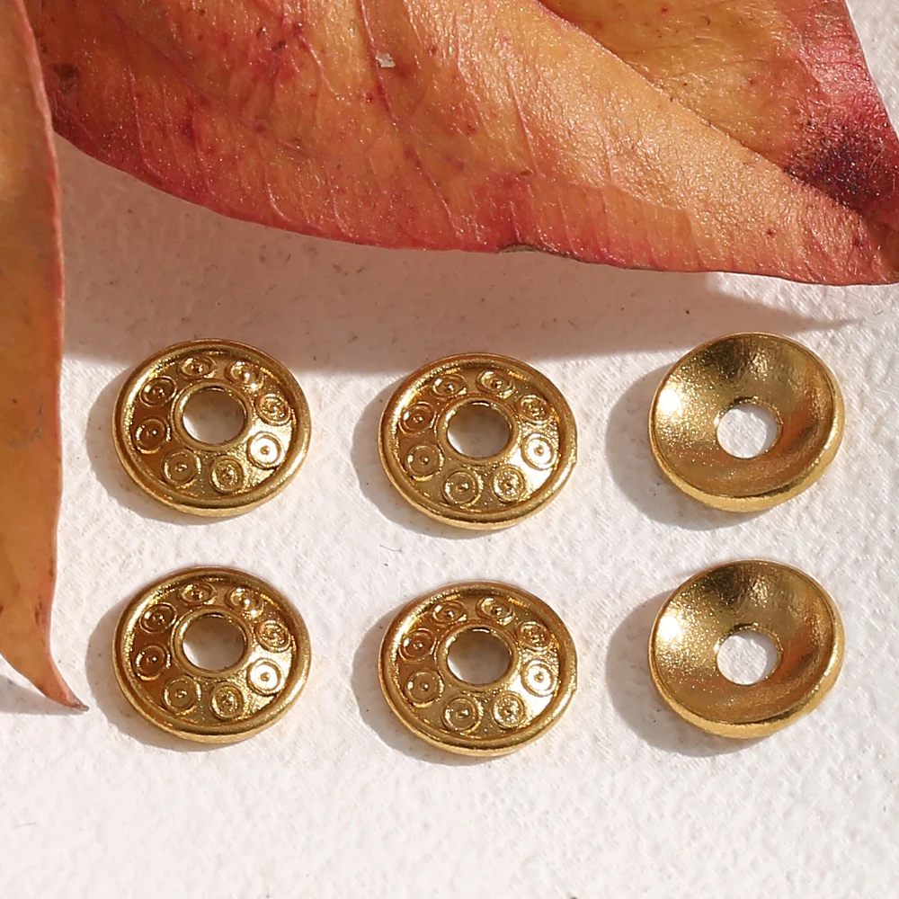 20 قطعة 6 مللي متر الفولاذ المقاوم للصدأ الذهب زهرة حبة قبعات نهاية خزر عازل Charms حبة لصنع المجوهرات لوازم النتائج بالجملة #5
