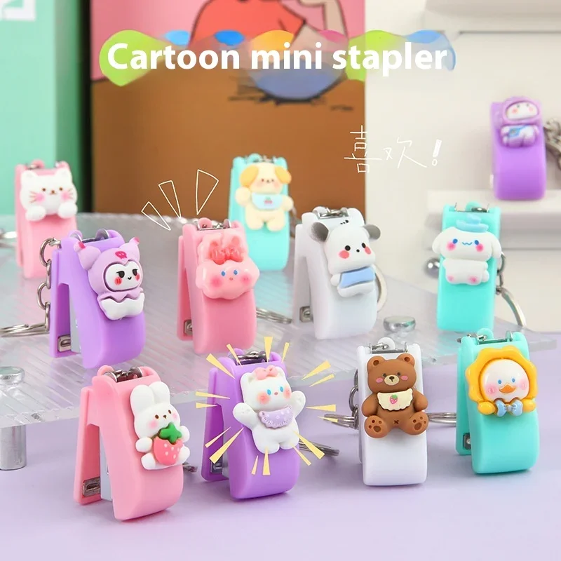 New Cute Cartoon Portable Mini Stapler Creative Office Stapler Stationery Supplies 10 Staple Needle Binding 20 A4 Papers