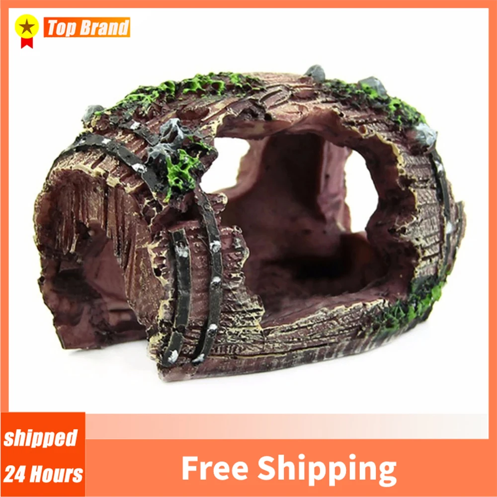 Aquarium Artificial Barrel Cave Resin Ornaments Decorations Landscaping Accessories For Fish Tank Aquarium Decoration Background