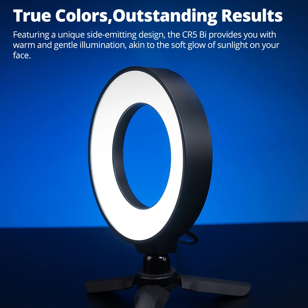 ZENIKO CR5 Bi 5W Video Ring Fill Light 3300K-6000K LED Selfie Video Conference Laptop Light 5-level Adjustable Color Temperature