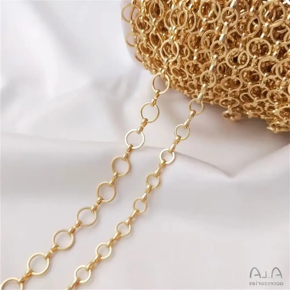 

Color preserved 14K gold plated 6mm ring chain 8mm ring O chain Handmade loose chain DIY bracelet earring head jewelry material