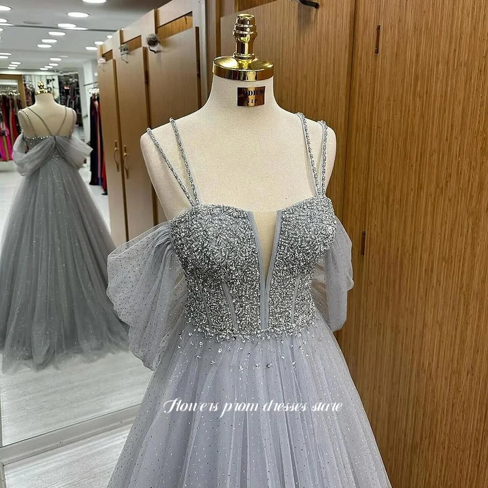 

Flowers Prom A Line Evening Dress Beaded Party Dress for Women Sequined فساتين مناسبة رسمية Gala Dress Customized