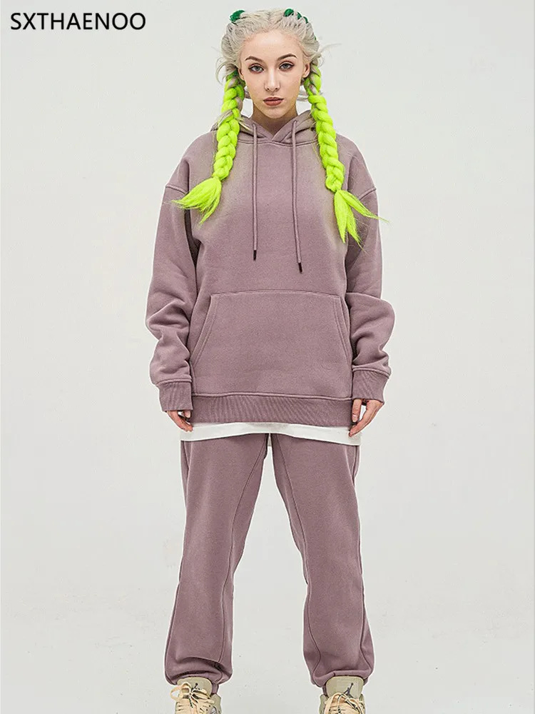 

Модные зимние утепленные спортивные брюки унисекс SXTHAENOO (350 г), свободного кроя, базовые, однотонные, 26 цветов, 2026