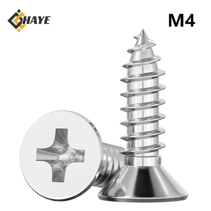 

M4 Countersunk Flat Head Cross Recessed Self Tapping Screws 8 12 14 16 55 100mm Extend Self Tapping Screws 304 Stainless Steel