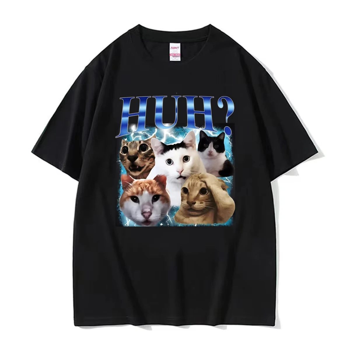 Funny HUH Cat Meme Dank Unhinged Cats T-shirts Men's Women Clothing Fashion Harajuku T-shirt 100% Cotton Oversized Tops T Shirts