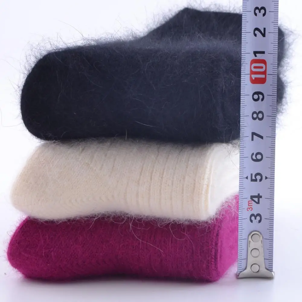 Wool Socks for Women Autumn Winter Medium Tube Socks Thickened with Wool Warm Rabbit Hair Socks Winter Black Cashmere Stockings