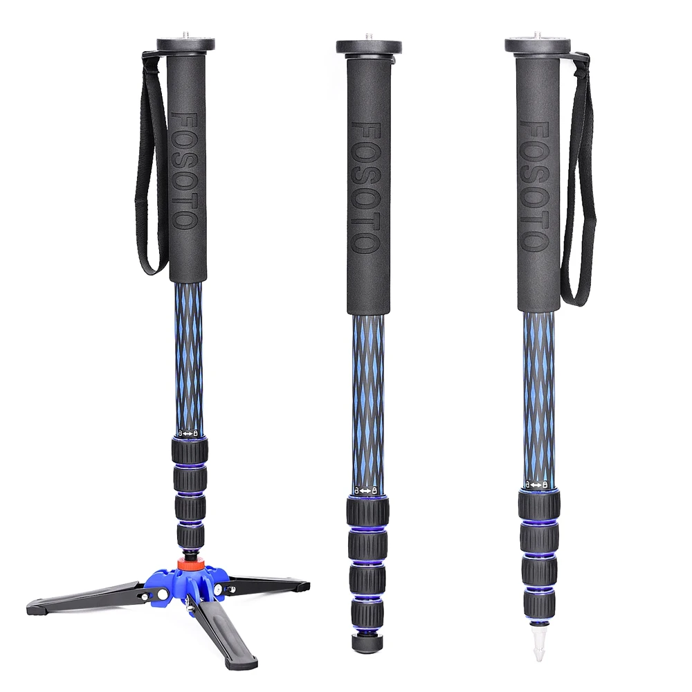 USA FREE  C-222 65 inches Portable Travel Walking Stick Carbon Fiber Monopod with Base Tripod for DSLR Camera