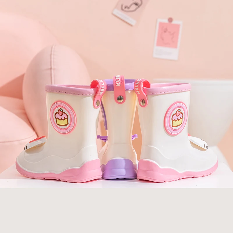 Child Rain Boots Sanrioed sanrio Girl Rain Boots Anime Cinnamoroll Kuromi Water Proof Anti-Slip Kawaii Rain Glue Boots