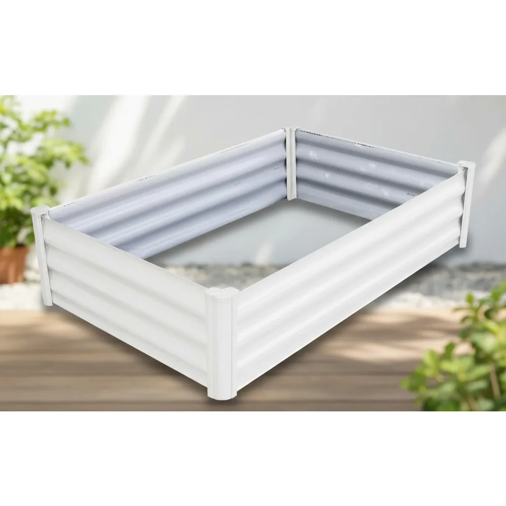 

Premium Galvanized 4'x3' Raised Garden Bed - Easy DIY Assembly, Superior Drainage, Surfmist White Planter Box for All Plants