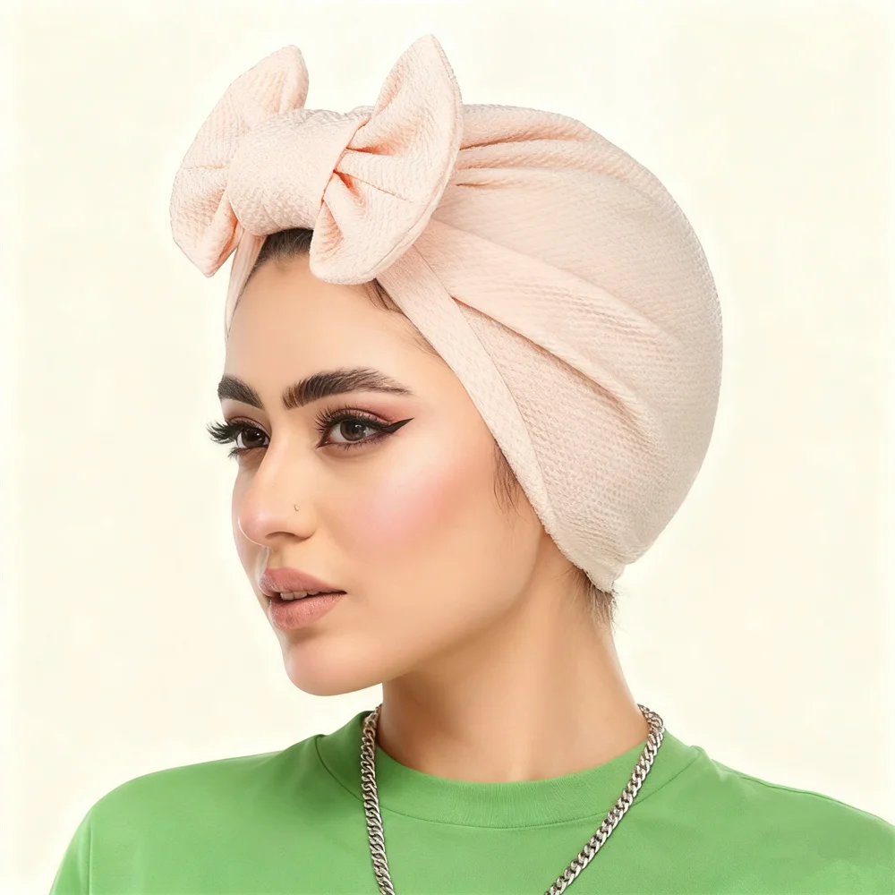Frauen Muslimischen Hijab Bogen Turban Indischen Hut Mützen Motorhaube Krebs Chemo Kappe Haarausfall Kopftuch Headwear Stirnband Turbante Mujer