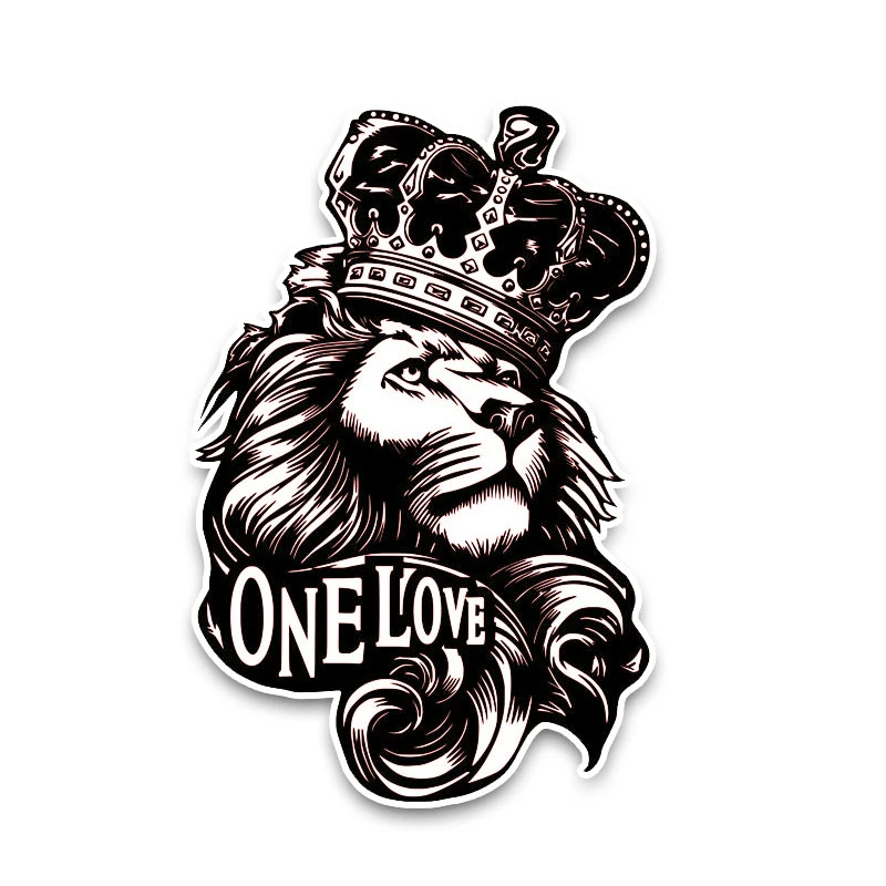 

One Love Lion Crown Animal Car Sticker Automobiles Motorcycles Exterior Accessories PVC Decals for Toyota Honda Lada