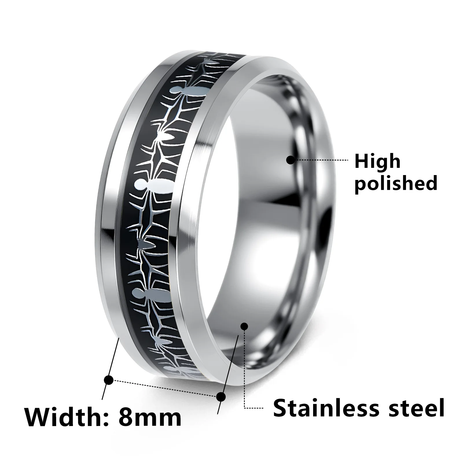 Stainless Steel Cool Spider Pattern Inlay Women Man Rings for Teens Boy Encourage Faith Gift Jewelry view 5