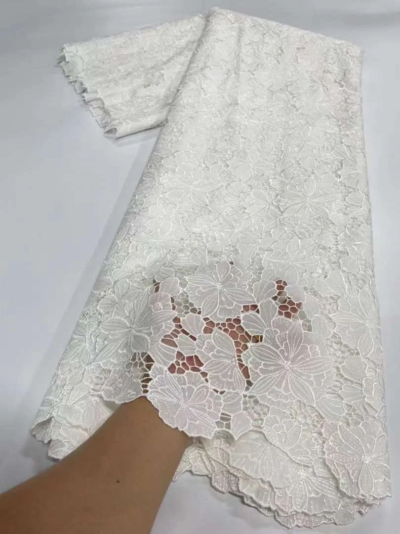 

African Lace Fabric 2024 High Quality French Milk Silk Lace Fabric with Stones for Sewing Women Wedding Party Dresses