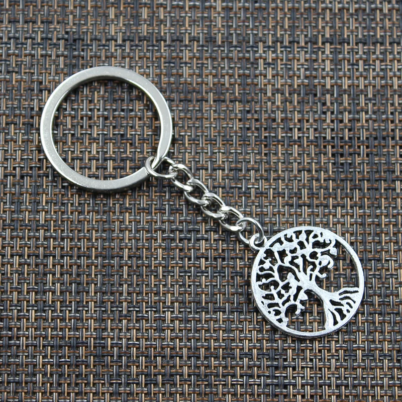 New Keychain 29x26mm Life Tree Pendants DIY Men Car Key Chain Ring Holder Keyring Souvenir Jewelry Gift