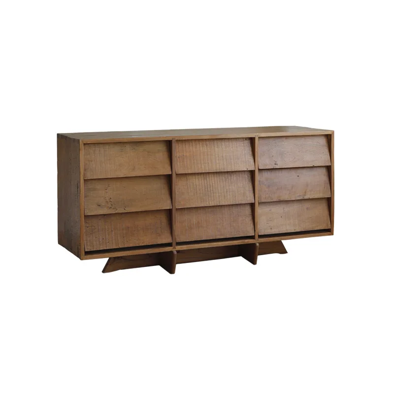 Solid wood nine-bucket cabinet, Japanese-style wabi-sabi wind storage locker, complex medieval side cabinet
