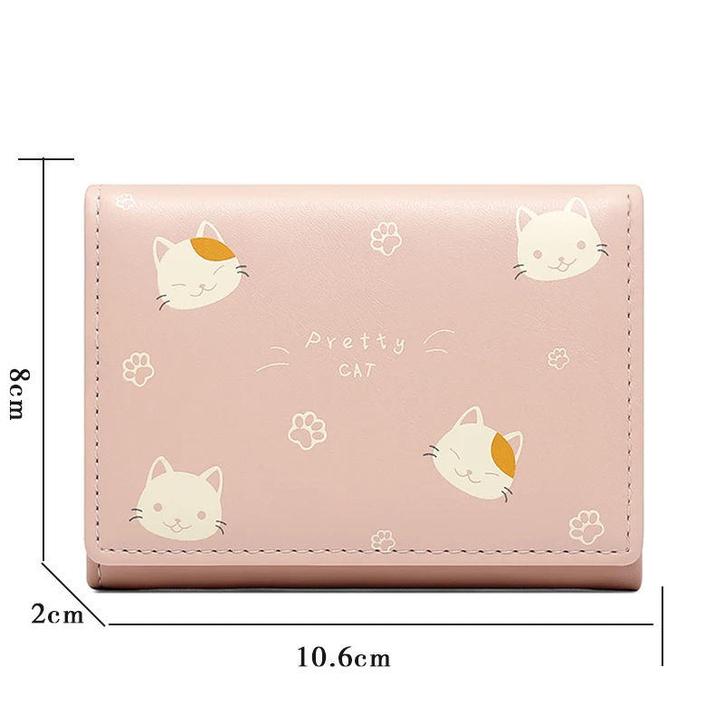 Fashion Cat Prints Pattern Small Wallets Women Soft Leather Card Holder Purses Female Wallets High Quality Ladies Purse Carteras