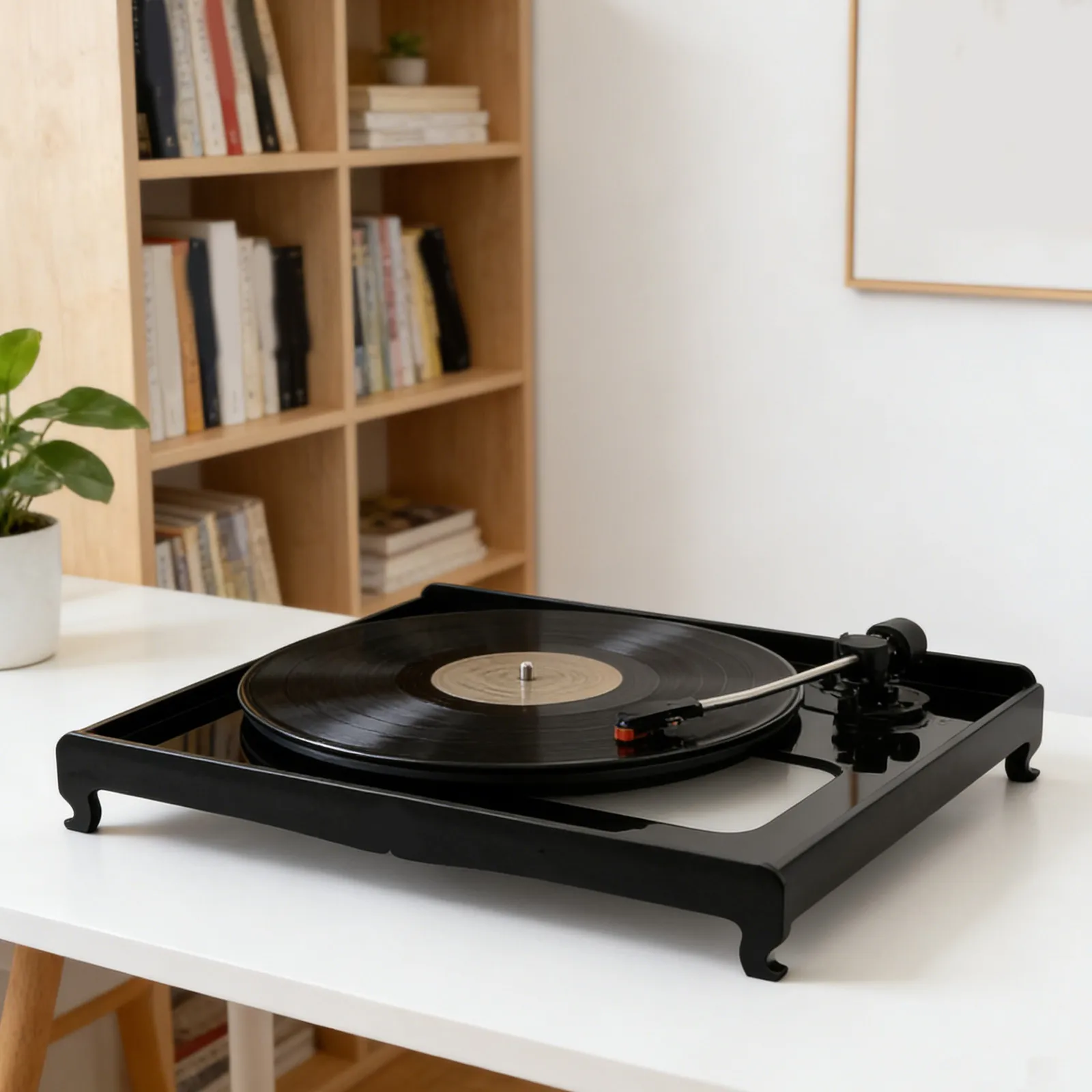 Base d'isolation noire pour tourne-disque, plateforme anti-vibration en acrylique pour support de lecteur de disques vinyles, équipement pour une clarté sonore optimale