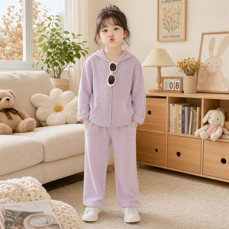 2026 Children Comfortable Home Suits Kids Casual Long Sleeve Top+Pants Outfits Boys Girls Cute Print Polar Fleece Soft Clothes