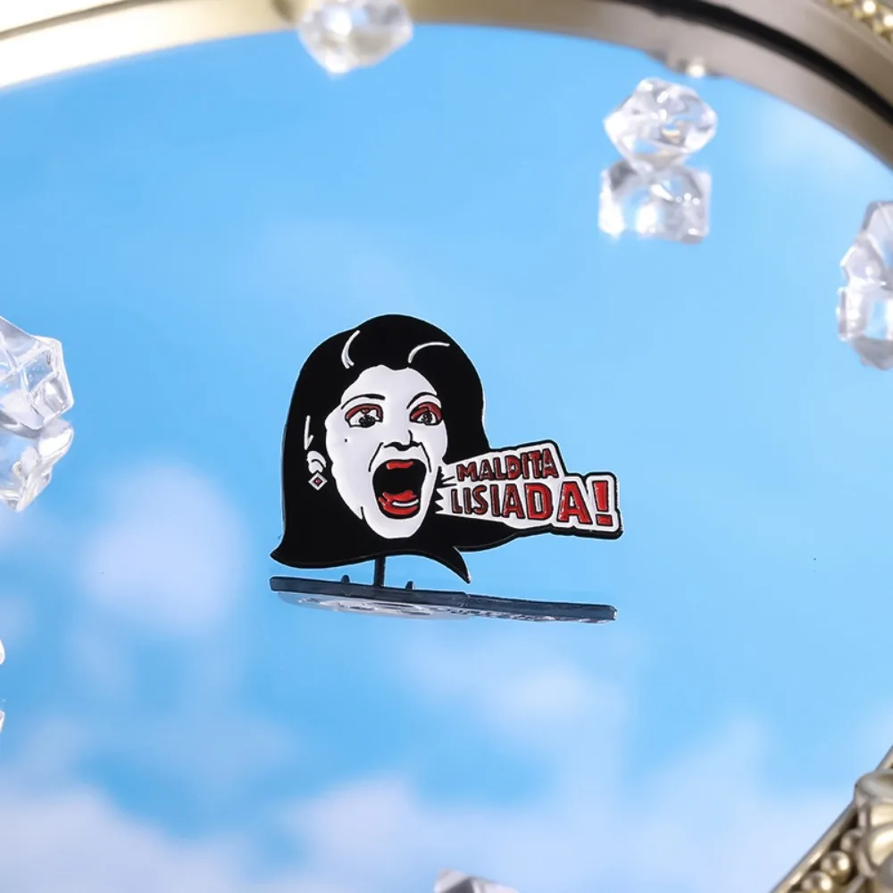 

Cartoon Film TV Peripheral Brunette Lady Brooch Lapel Bag Metal Badge Personality Figure Pin Jewelry Gift