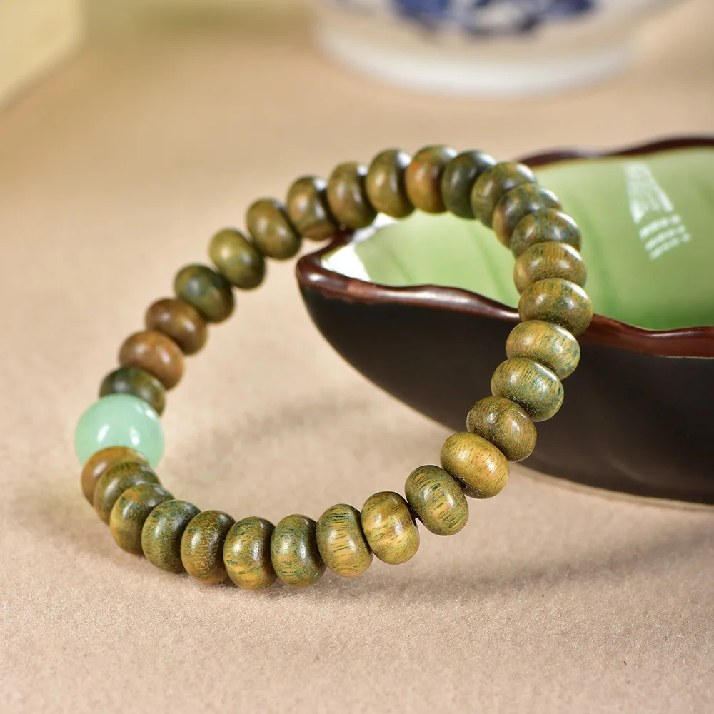 

Natural Argentine Green Sandalwood Abacus Beads DIY Bracelet with Aventurine Spacer Beads for Men Women Fashion Jewelry Gifts
