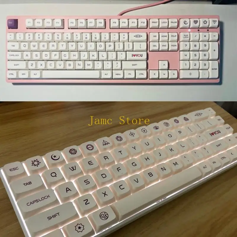 LX0B Replacement for Key Cap Set 137pcs PBT Heat Sublimation for Mechanical Keyboard