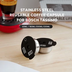 Stainless Steel Coffee capsule pod suitable for Bosch Tassimo refillable filter coffee machine silicone cover 60/180/200/220ml