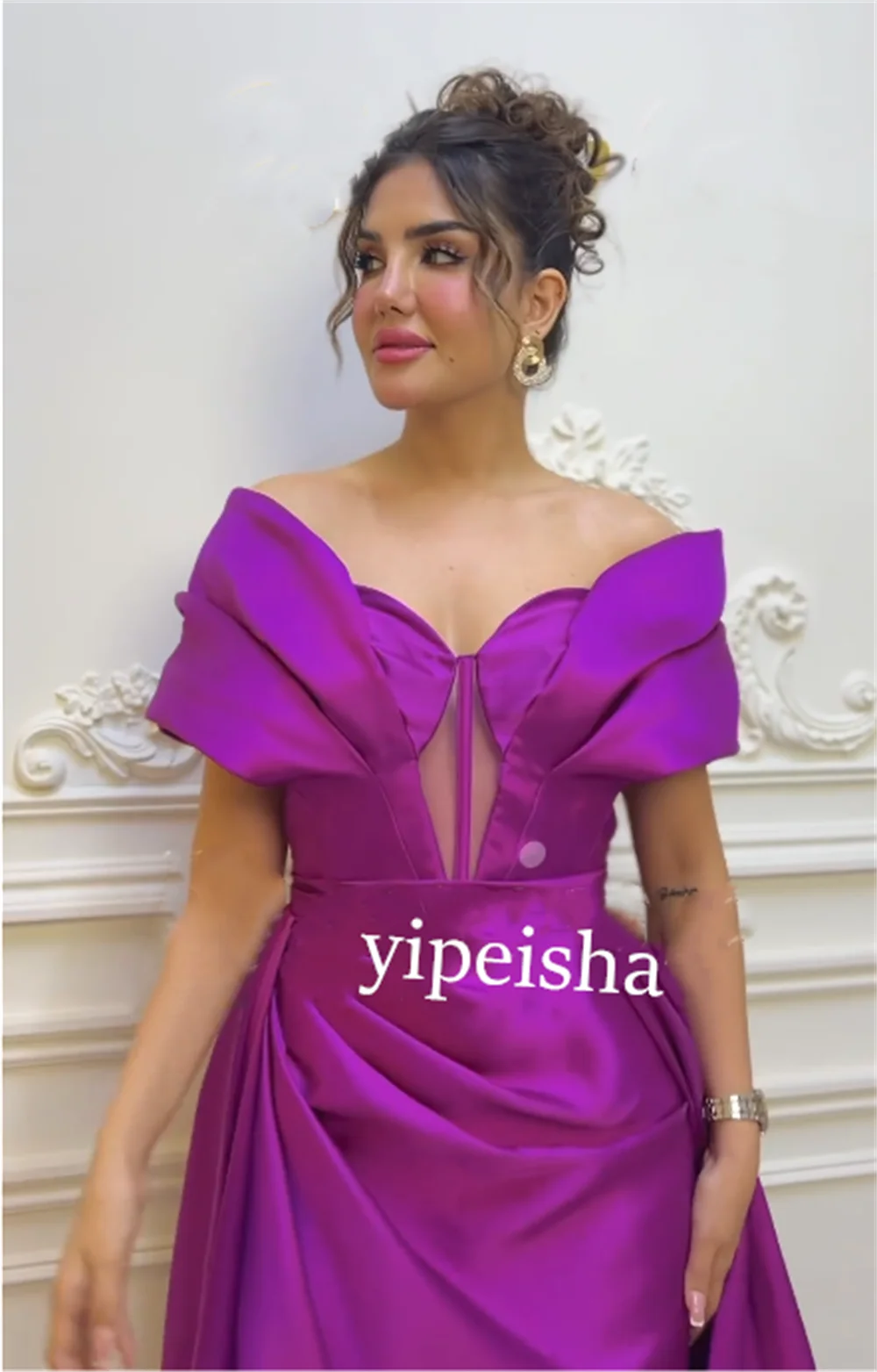 Customized S Draped Pleat Formal Evening Ball Gown Off-the-shoulder Bespoke Occasion  Long Dresses