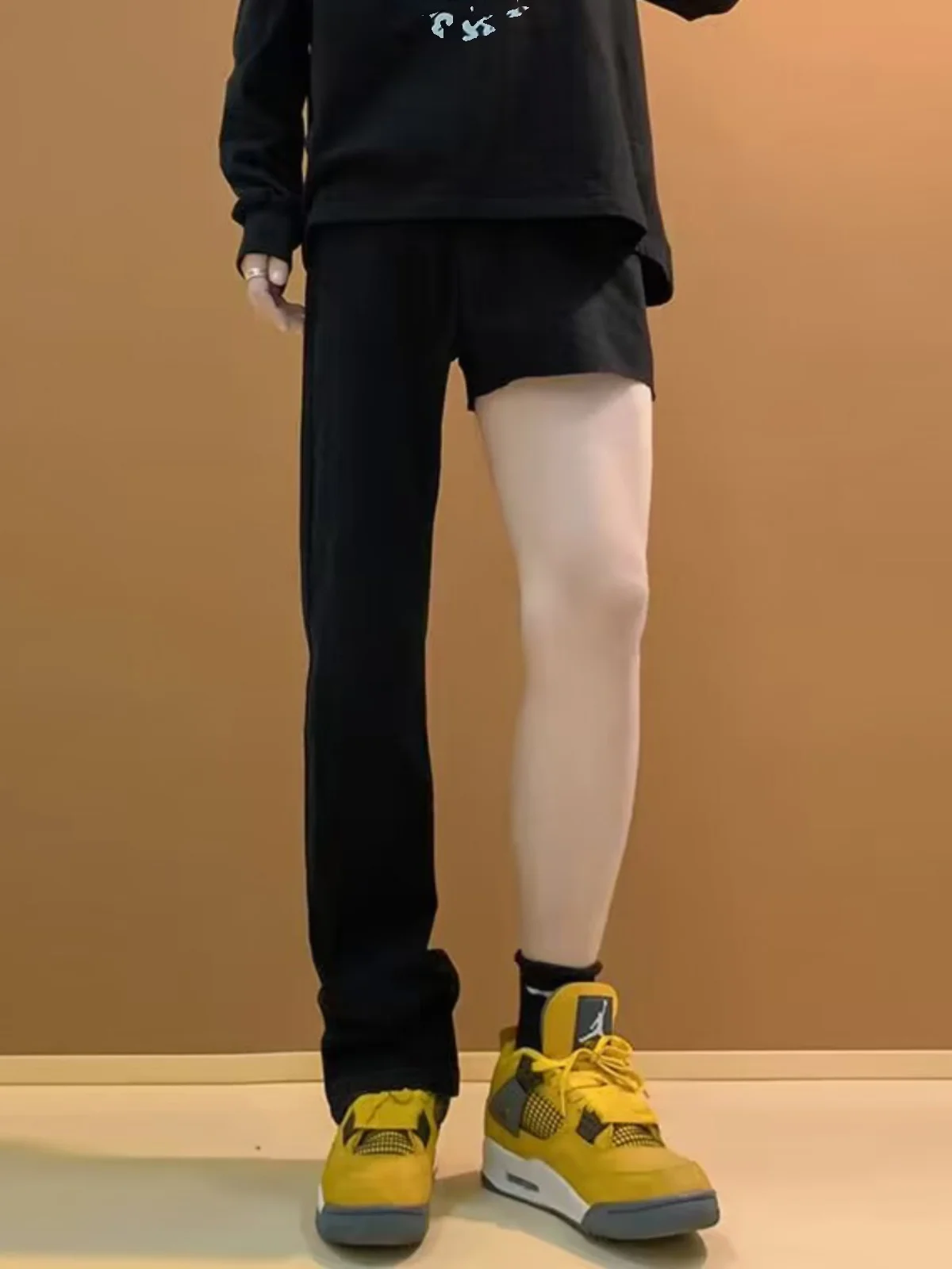 

Bla Fce Lined Thi Straight Leg Men's Jeans Spring Autumn Vibe Slimming Bootcut Trousers Durable Cotton Polyester Blend