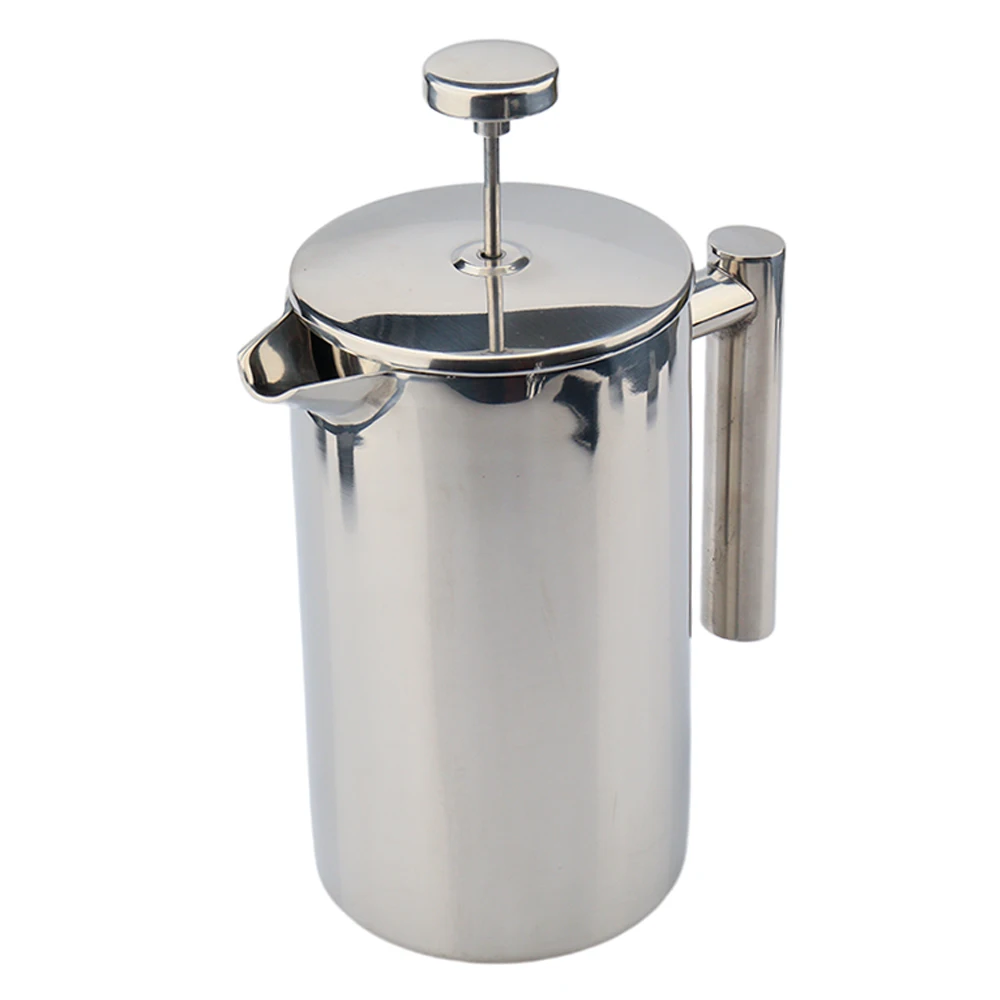 304 Stainless Steel Dual Wall French Press Coffee Maker Double Filter 350ML 800ML 1000ML Coffee French Press Pot