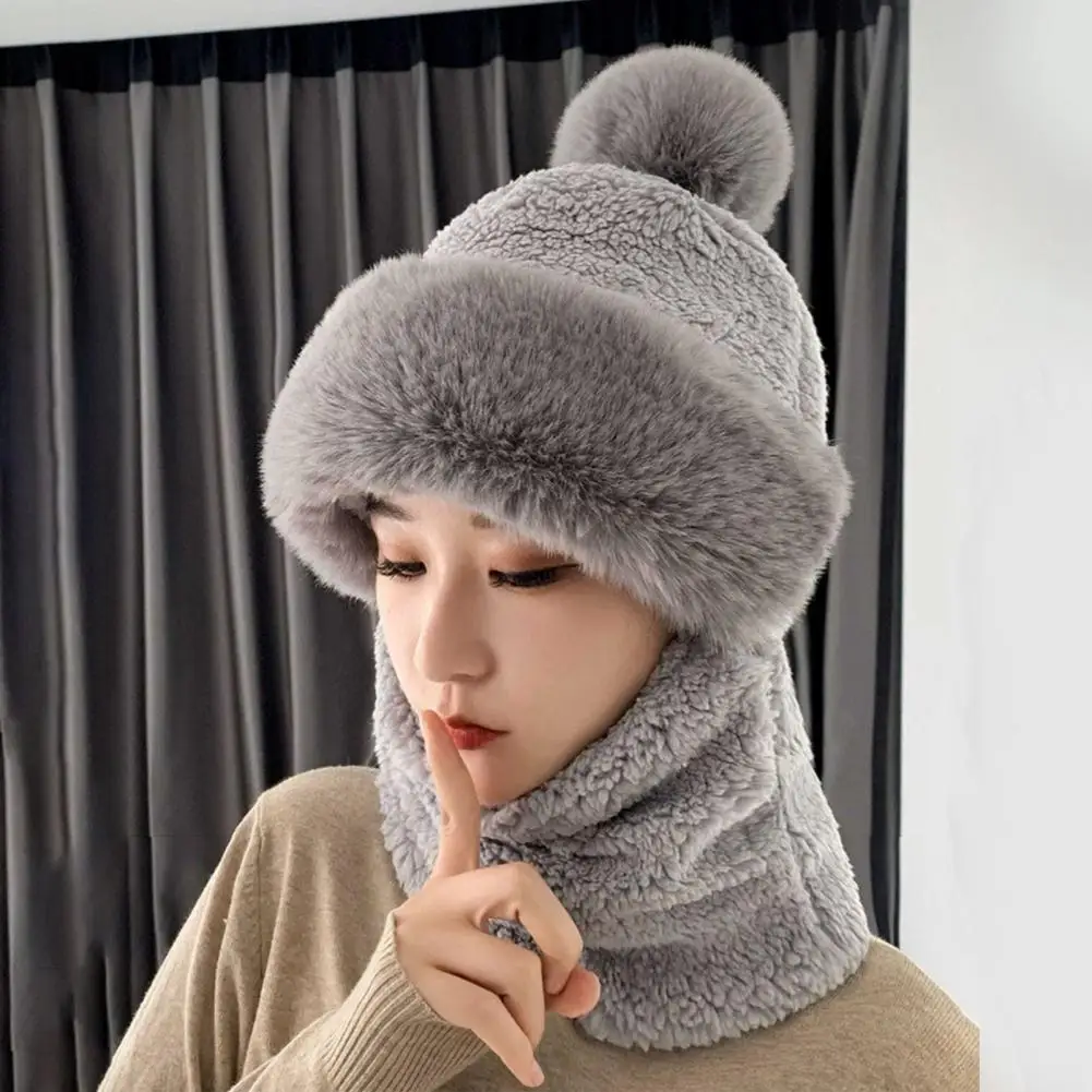 Winter Women Hat Scarf Windproof Plush Neck Warmer Scaves Set Soft Comfortable Warm Scarf Hat For Cold Weather