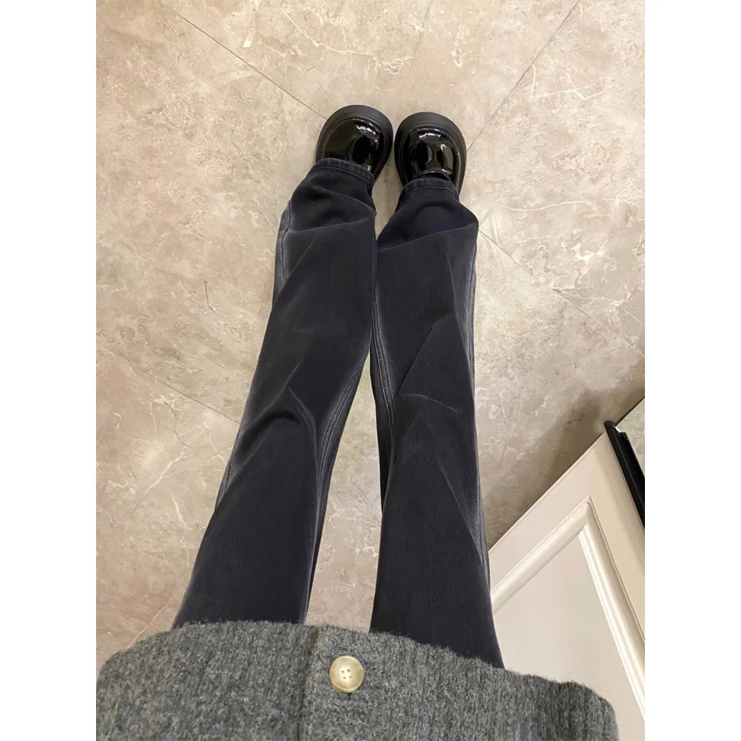 

High Waist Flared Jeans Women's Spring Autumn 2026 New plus Size Elastic Floor-Length Pants Design Sensation Black Denim