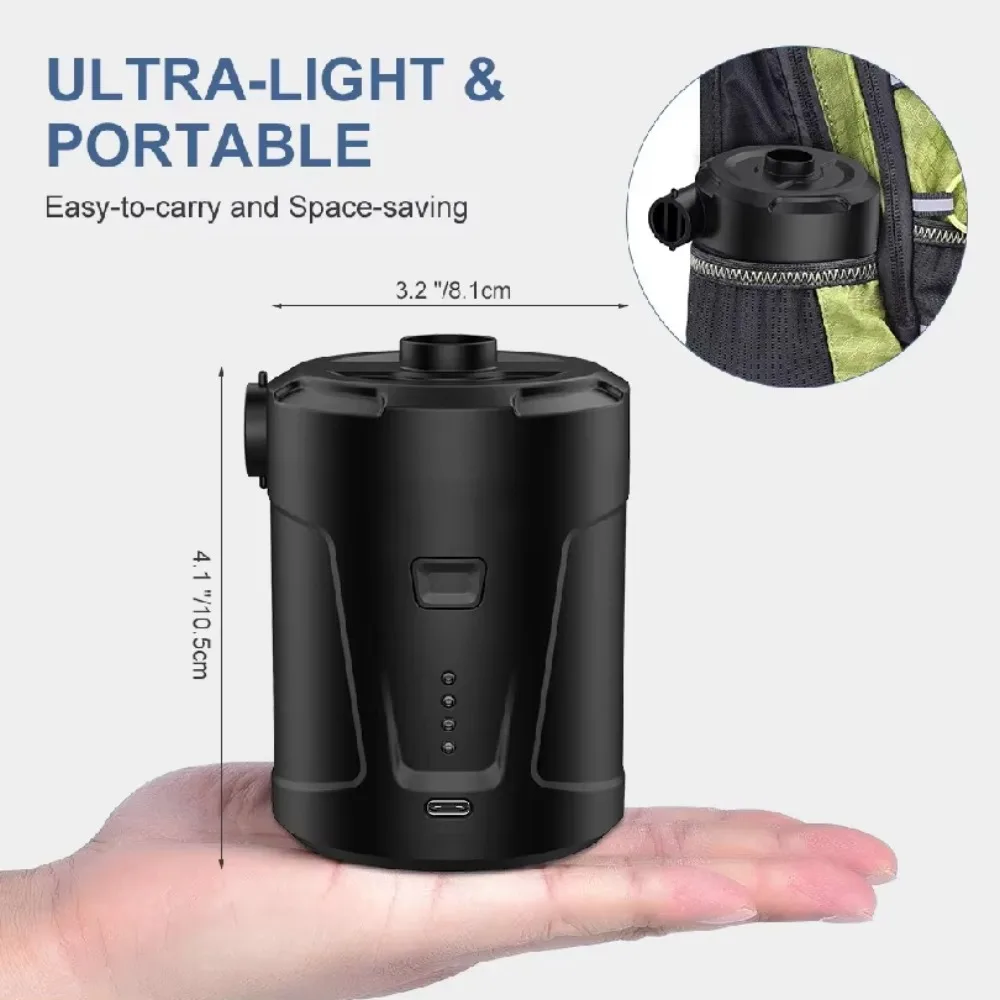 Portable Quick‑Fill Air Pump 5200mAh Rechargeable Inflator Deflator for Air Mattress Bed Boats Swimming Ring Camping Outdoor Use