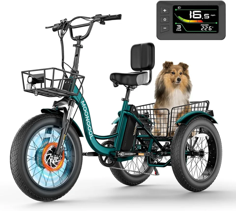 20" Electric Trike Tricycle Fat Tire Electric Trike E-Bike Peak 1000W image 9