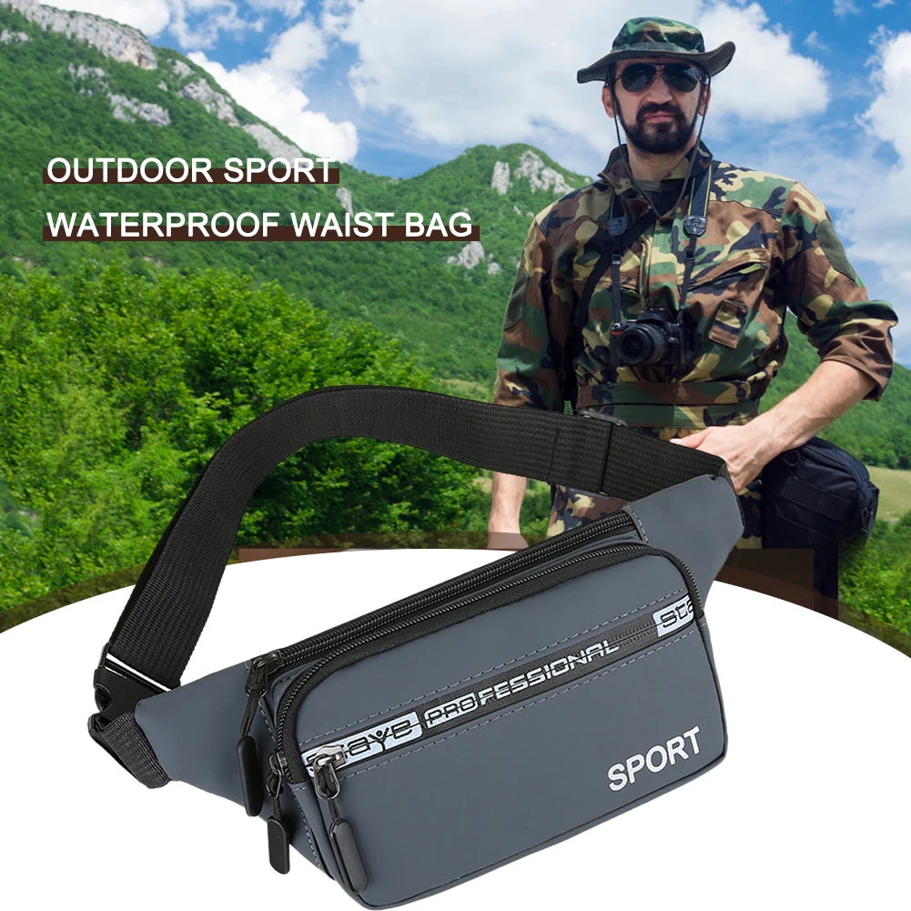 PU Leather Waist Bag for Men Women Outdoor Sport Phone Pouch 4 Zip Porket Banana Bags Cycling Hiking Waterproof Fanny Pack