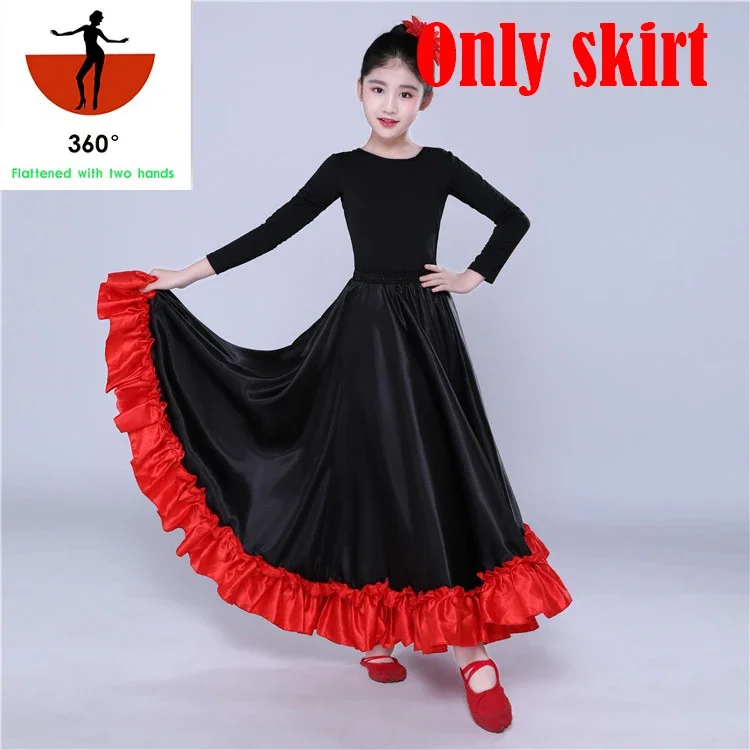Costumi di danza del ventre per ragazze della principessa zingara Gonna tradizionale di flamenco spagnola Abito con gonna altalena liscia in raso DL5158