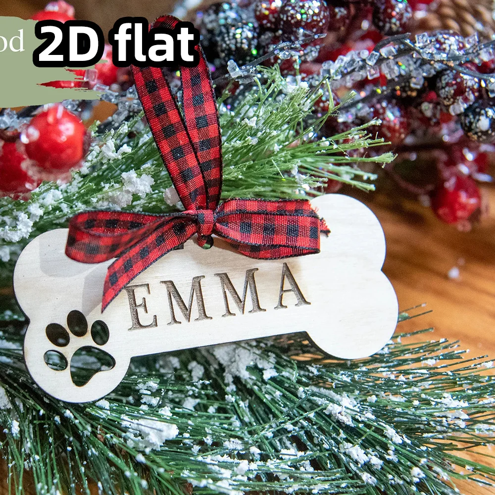 زينة عيد الميلاد للحيوانات الأليفة - تذكار مطبوع بمخالب الكلاب الخشبية - زخرفة شخصية - زينة شجرة العطلات المخصصة ومحبي الكلاب