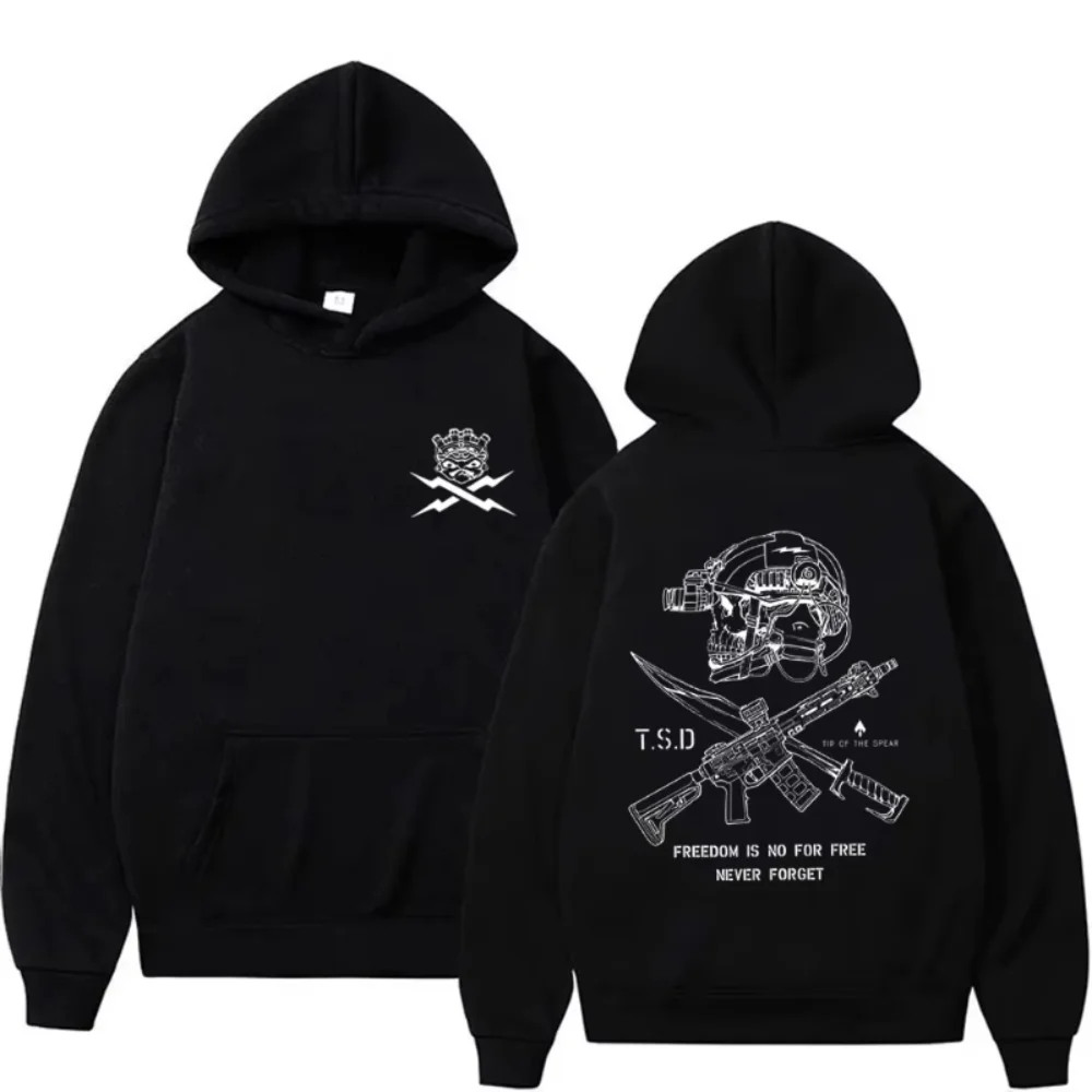 

Tip of The Spear X-ray Sparta Tactical Skull Print Men's Hoodie Autumn and Winter Warm Men's Sweatshirt Casual Men's Clothing