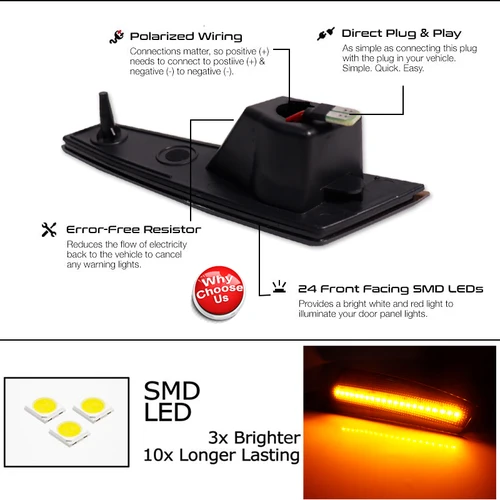 Imagen 2 del producto 2 uds luces LED de marcador lateral T10 amarillo ámbar 12V para Jeep Cherokee Liberty(KK) 2008-2012 lámpara de señal de giro de parachoques delantero, blanco