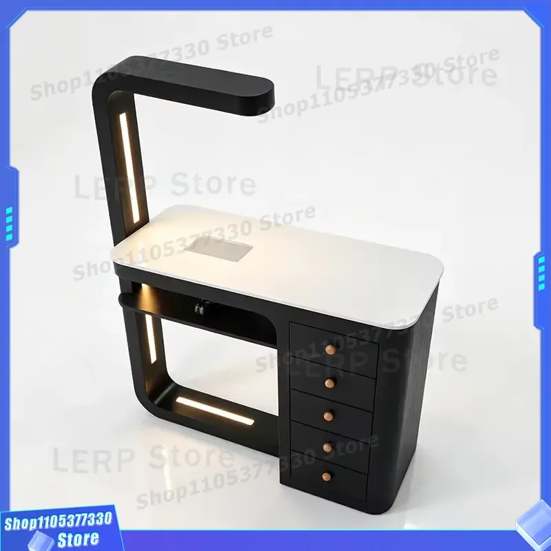 Modern Wooden Manicure Table With Drawers And Vacuum Cleaner For Beauty Salon High Quality Single Nail Desk Furniture Single