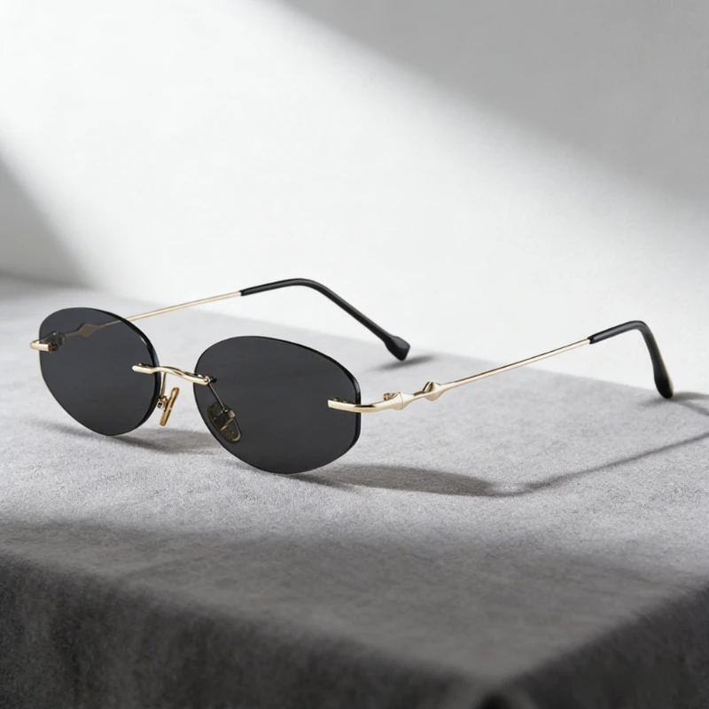 

2026 New Fashionable Vintage Frameless Sunglasses for Men Trendy Street Style Sun Glasses for Women Classic Driving Shades