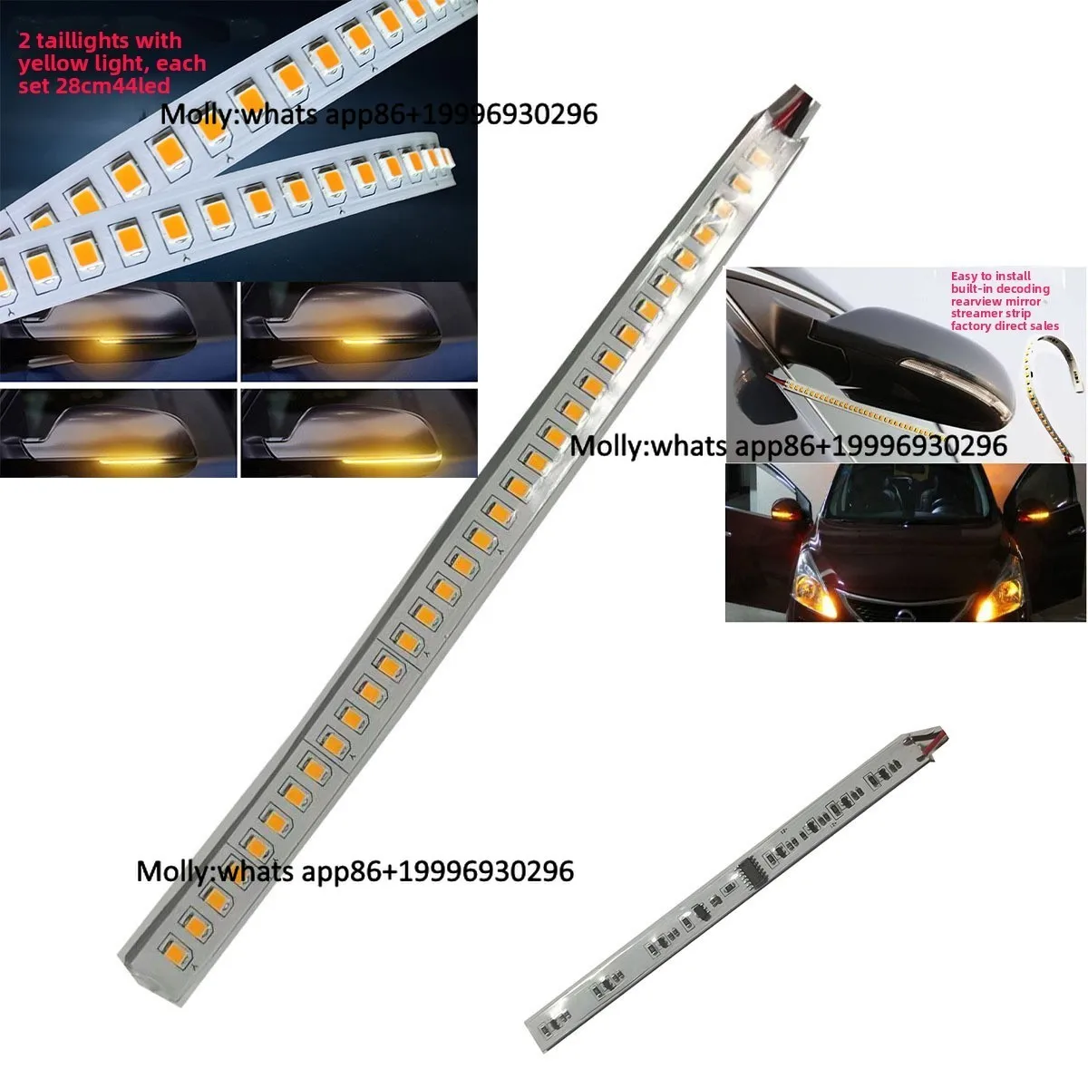 Direct Sale 5W Car Rearview Mirror Customizable Flowing Yellow Light Turn Signal Water Effect Modification Required for Car