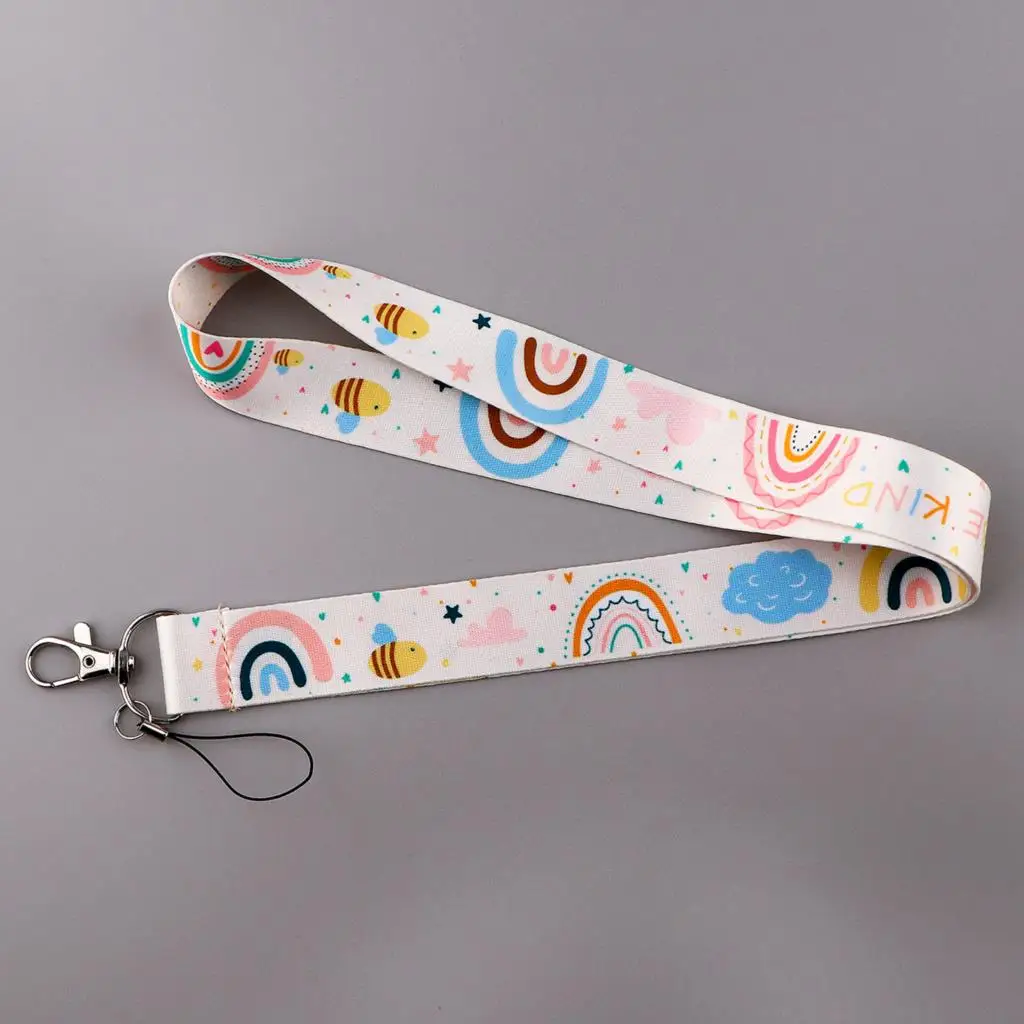 Kolorowe tęczowe chmury smycz na telefon smycz na szyje na klucz dowód osobisty paski do telefonu pokrowiec na karty DIY wiszące sznurka na szyję
