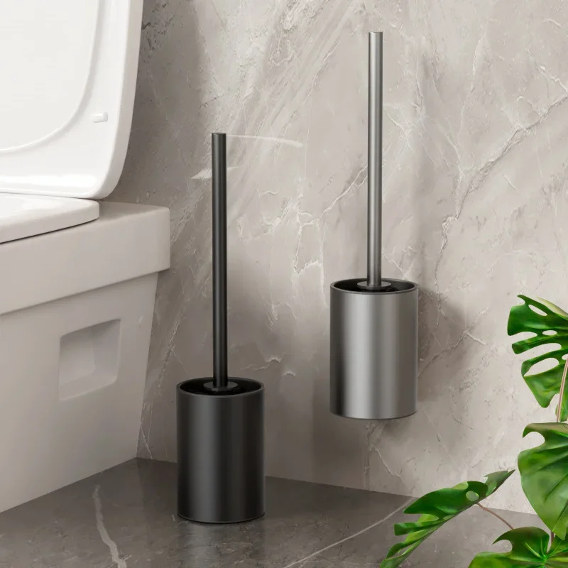 スペースアルミニウム製ロングハンドルトイレブラシ、家庭用トイレ洗浄用ブラシツール、壁掛け式トイレ掃除セット